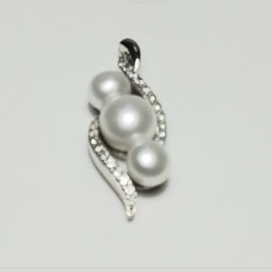 JWBR Stamped 925 Silver cz Pearl Pendant 1-1/4"
